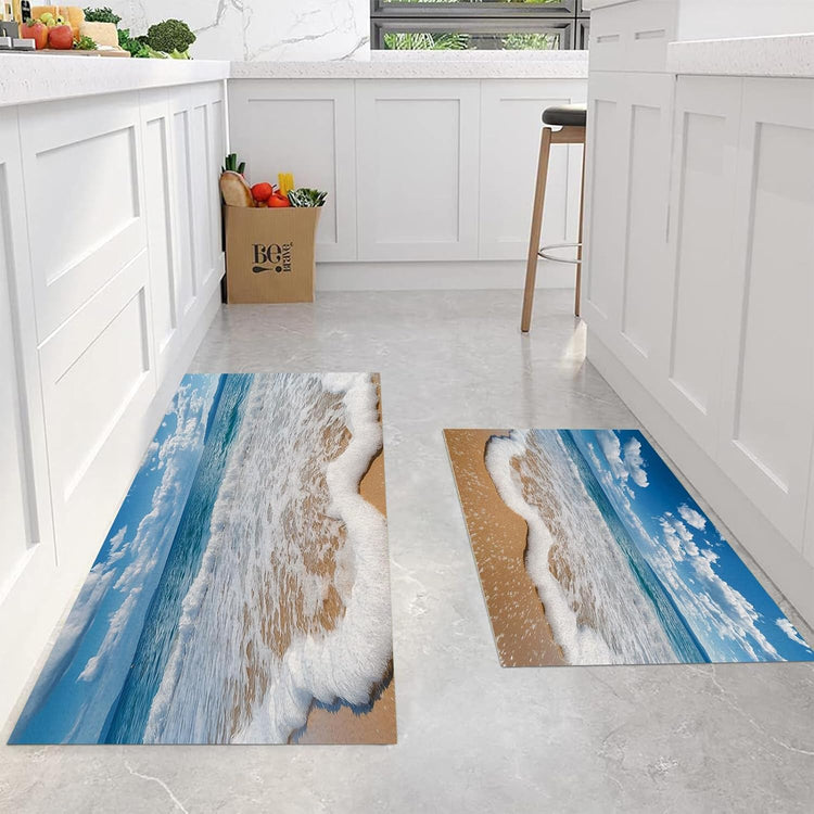 Bathroom Kitchen Decoration Wave Beach Floor Stickers