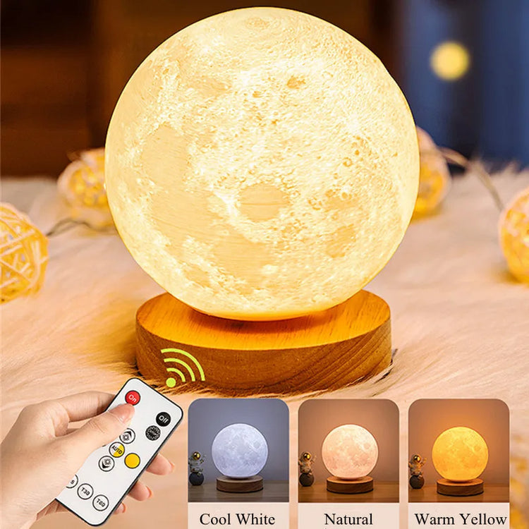 Creative 3D Magnetic Floating Levitating Moon Lamp Touch Control 3 Color Moon Light Lunar Night Light
